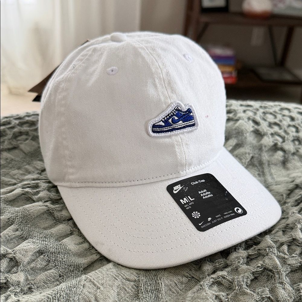 Nike White Hat with Blue Emblem